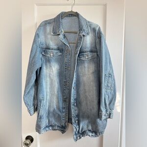 Women's Oversized Distressed Denim Jacket, NWOT